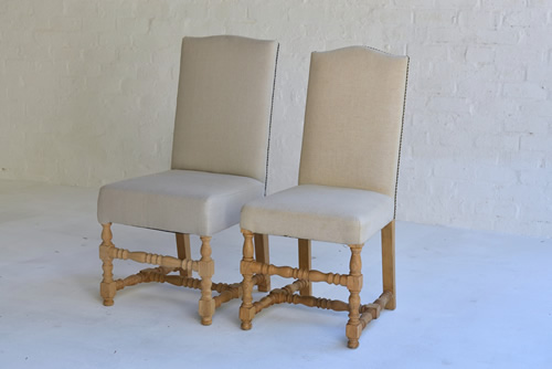 033 Chairs - Upholstered in natural linen with oak finish